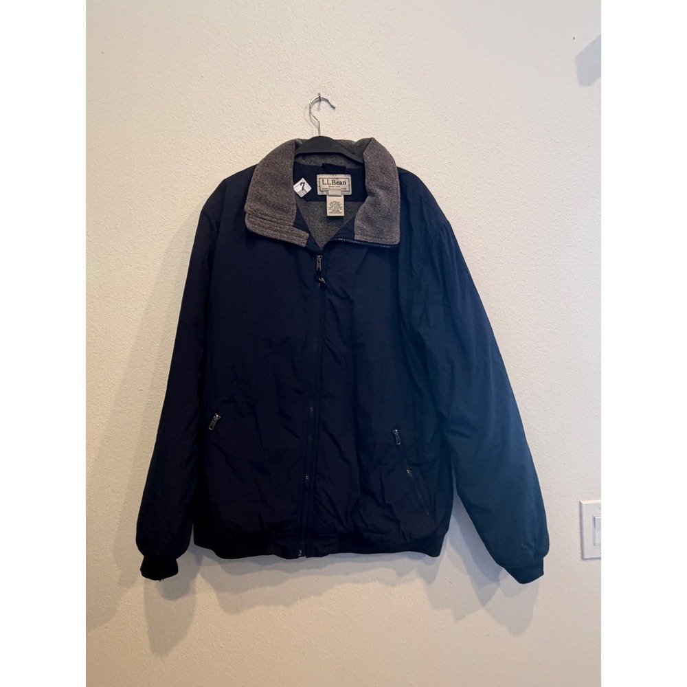 LL Bean Mens XL Tall Navy Blue Fleece Lined 3 Season Bomber Jacket 205108